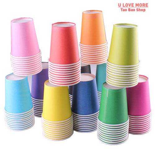 10PCS Pure Colour Party Disposable Paper Cups Juice Cup DIY