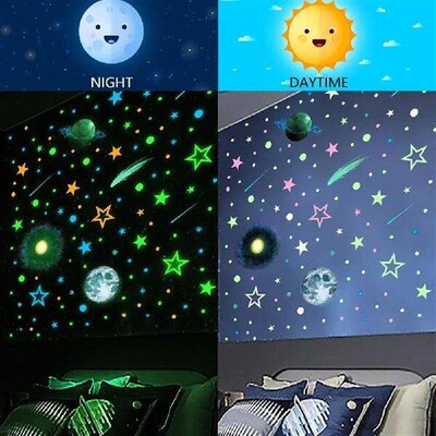 Three Color Luminous Stars Dots Planet Wall Sticker Dots