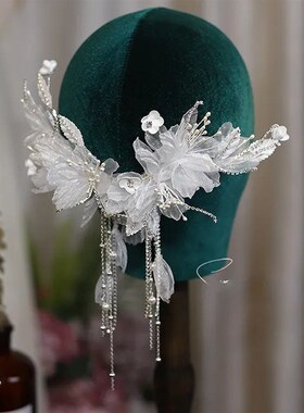 White Gauze Fairy Bride barrettes clips hair wear Fluttering