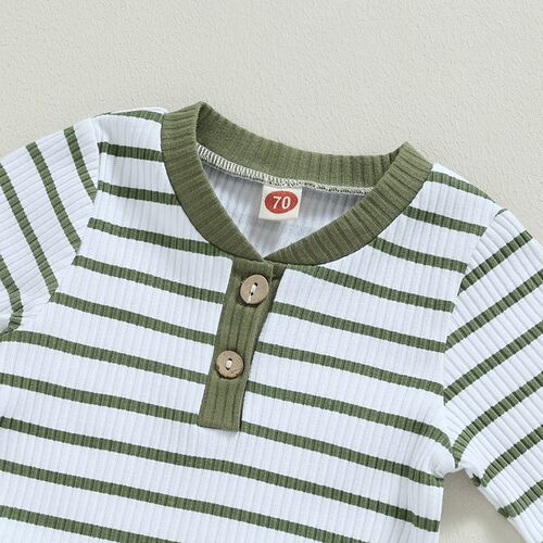 Ribbed Stripe New Baby Boy Girls Clothes Fall Toddler Outfit