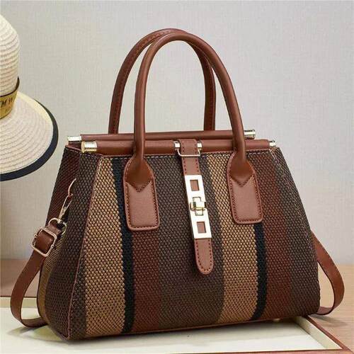Fashion Womens Single Shoulder Crossbody Bags Striped Contr