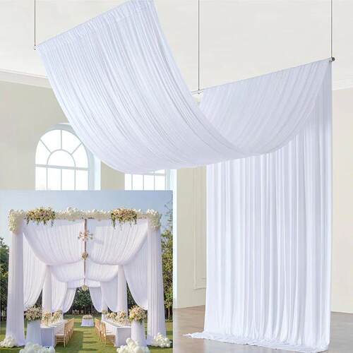 1Panel White Backdrop Ceiling Drapes Wrinkle Free Tent Rod P