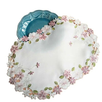 Luxury flowers table place mat cloth embroidery tea coaster