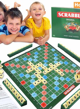 Scrabble Board Puzzles Game Jigsaw-Words Spelling-Table Kids