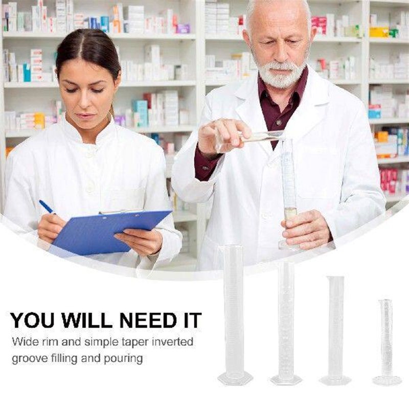 4 Pcs Plastic Measuring Cylinder Test Tube for Labs with - 实物图