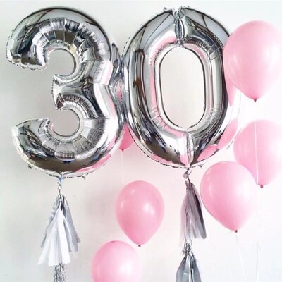 2pcs 32 Or 40 inch Happy 30 Birthday Foil Balloons pink blue