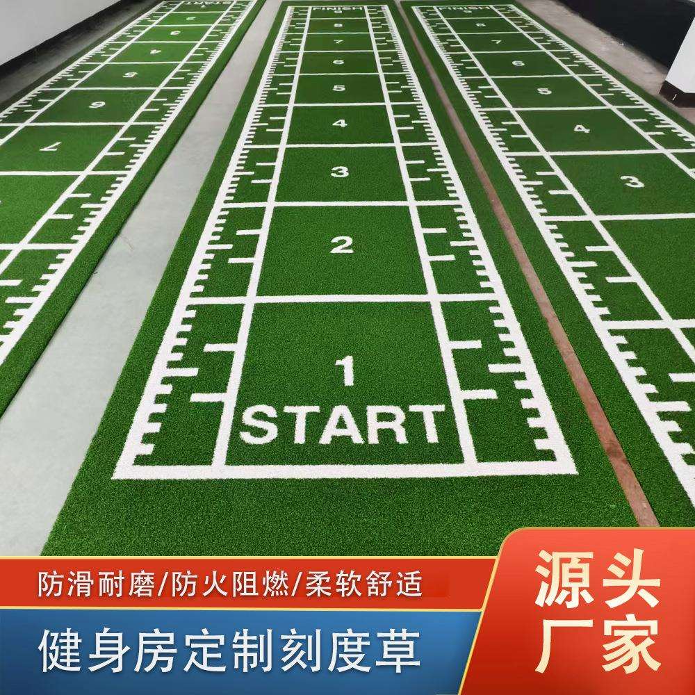 厂家直销健身房仿真人造草坪刻度白线柔软耐磨人工草皮地毯