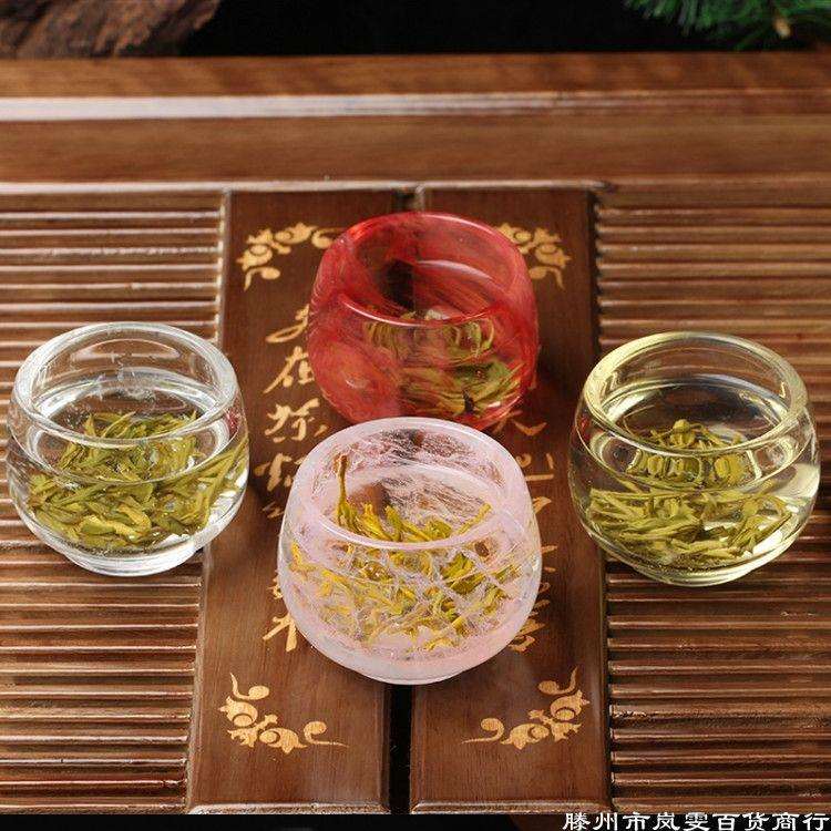 原石手工打磨水晶茶杯品茗杯主人杯粉黄红白色水晶杯天然女款茶杯