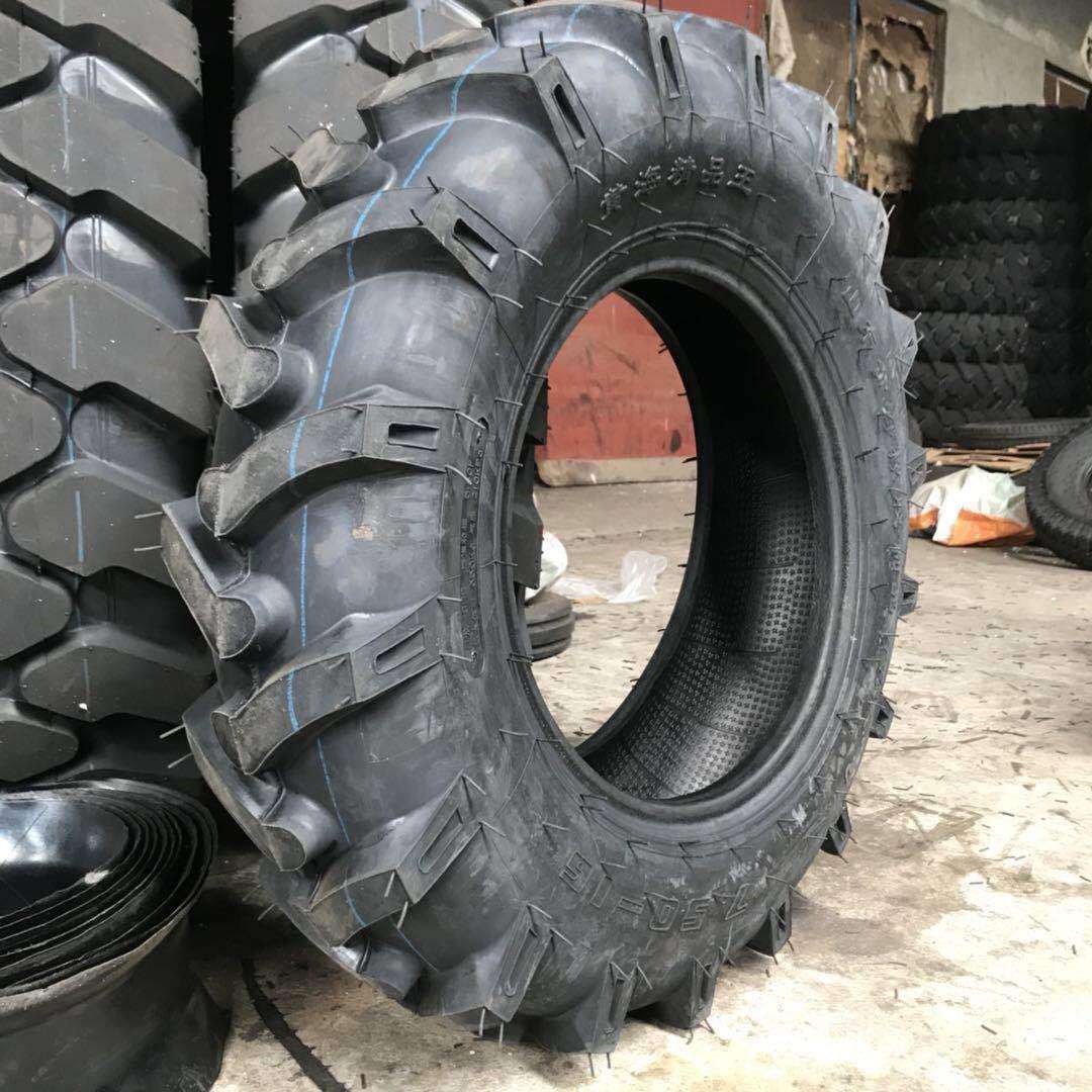 拖拉机农用轮胎7.50-16人字送内胎750-16农业旱田胎鲁飞