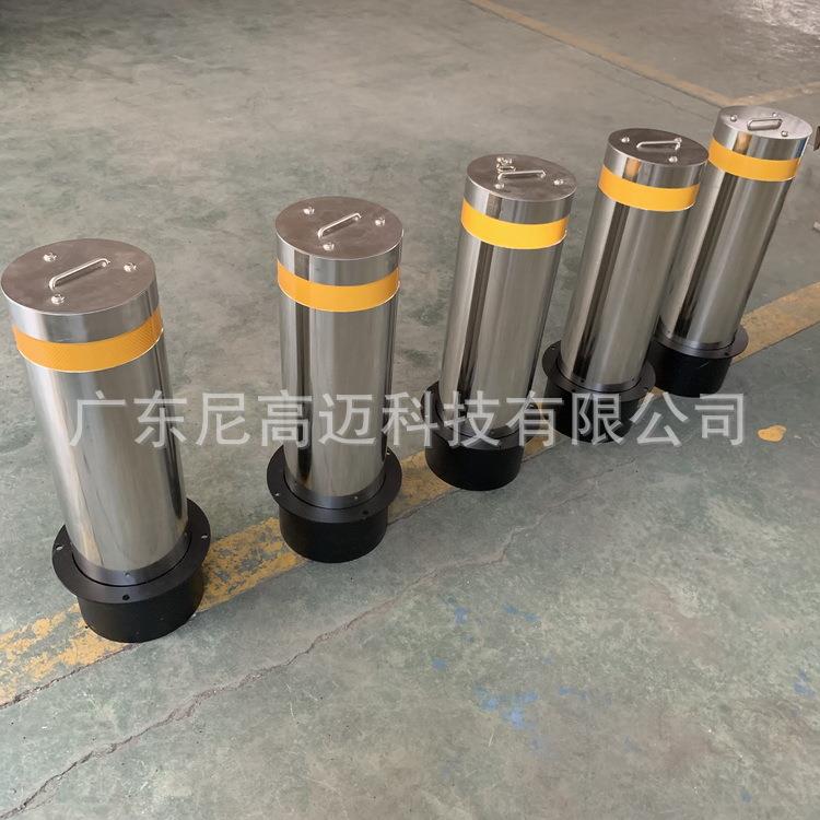带拉手可拆卸升降车挡,酒店学校不锈钢液压手动伸缩地桩,防撞柱子