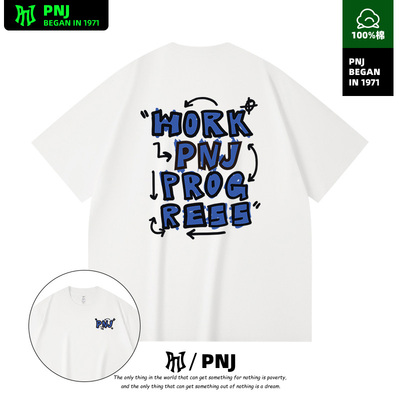 美式高街小众印花短袖纯棉透气夏季宽松百搭通勤情侣套头上衣