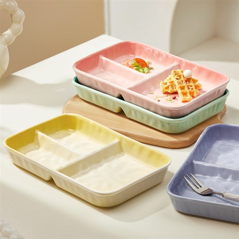 211减脂餐盘大人分餐盘家用陶瓷分格减肥餐儿童分隔ch早餐盘