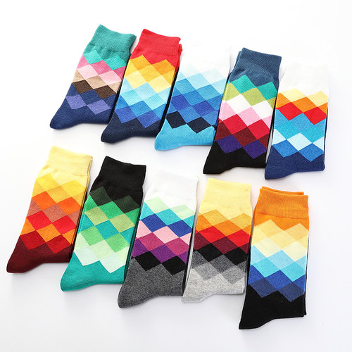 Male Tide Brand men cotton Socks Gradient Color summer Style