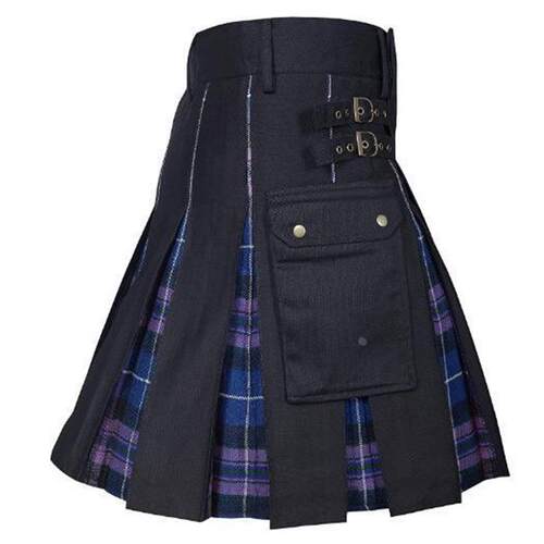 Scottish holiday skirt mens Plaid contrast pleated skirt男