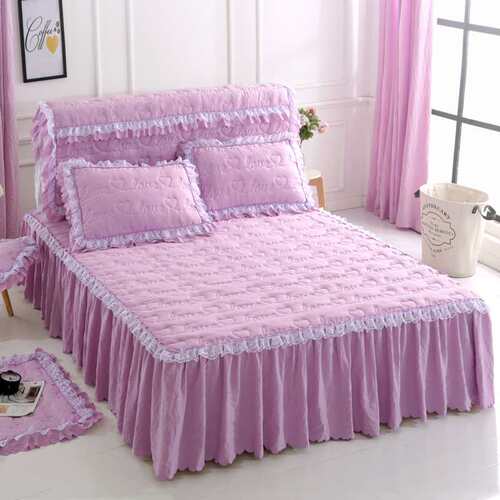 Washed Cotton L Lace imitatio0 Cotton Padded Solid Color Sin