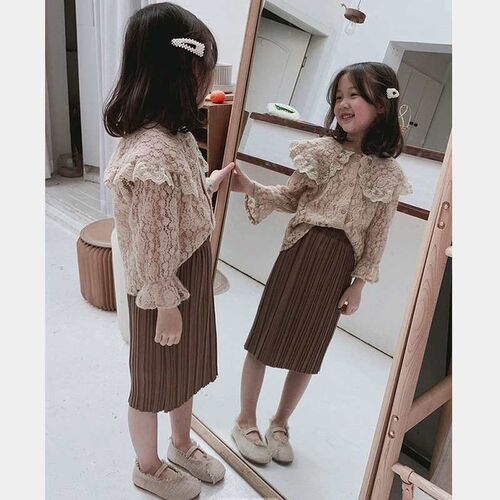 Girls Set Lace Show Top and Pleated Skirt 23 Spring New Chi