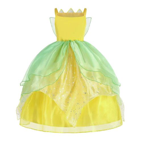Classic Girls Fairy Tale Tiana Cosplay Costume Elegant Princ