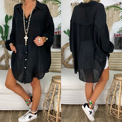 2020 New Loose Women Cover Ups Swimwear White Beach Dress Co