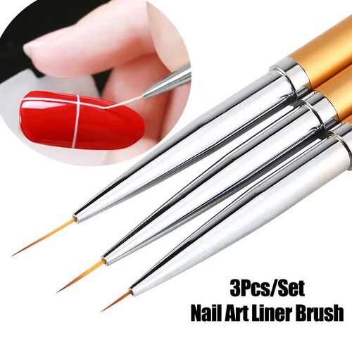 3Pcs French Stripe Nail Art Liner Brush Set 3D Tips Line Str