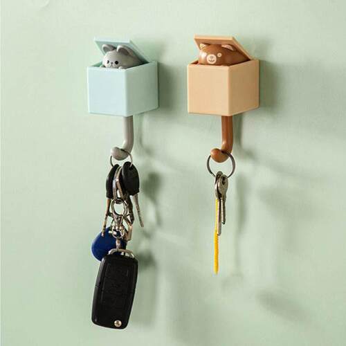 2/1Pcs Cartoon Cat Hooks Self Adhesive Wall Door Storage Han