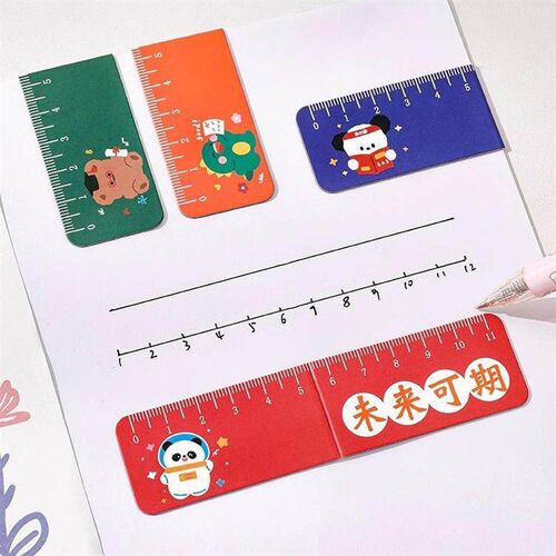 Foldable Magnetic Bookmark Ruler - Cartoon Cute Student Meas