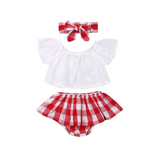 Cute Newborn Baby Girl Summer Clothes 3pcs Off Shoulder ops+
