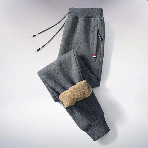 Winter Mens Cotton Tight Track Pants Fleece-Lined Thick Lam