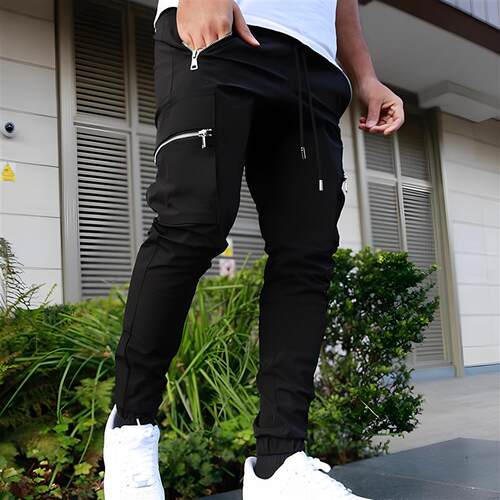 Mens Jogging Sweatpant Hip Hop Pants Trousers Zipper Pocket