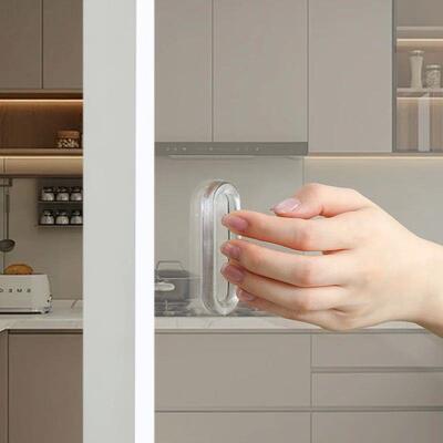 4PCS Self-Adhesive Sliding Door Handle Transparent Plastic S