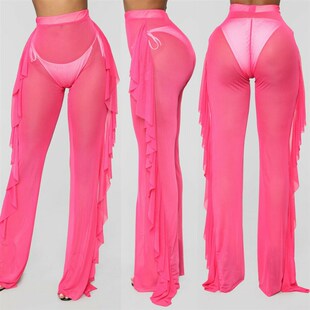 2019 Women Beach Cover up Swimwear Beach Pants Sheer See-thr