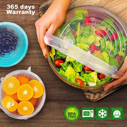 6PCS Adaptable Lid Silicone ver Food Caps Elastic Stratchy F