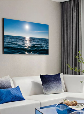 蓝色大海洋装饰画水波光粼粼水面客厅沙发背景墙餐厅卧室床头挂画