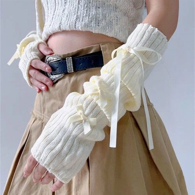 Cool Half Finger Knitted Gloves Fingerless False Sleeves Arm