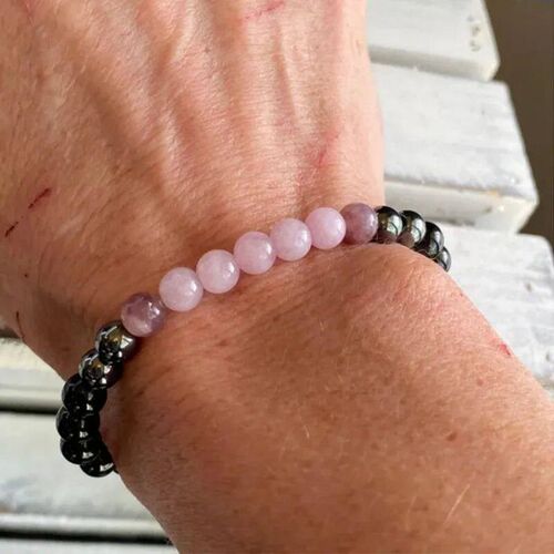 Black Tourmaline, Hematite, Rose Quartz & Lepidolite Bracele