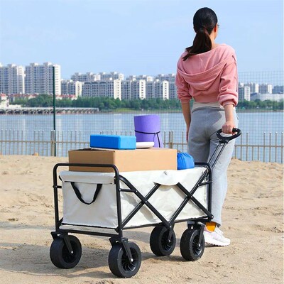 Collapsible Folding Utility Beach Cart Wagon Heavy Duty Larg