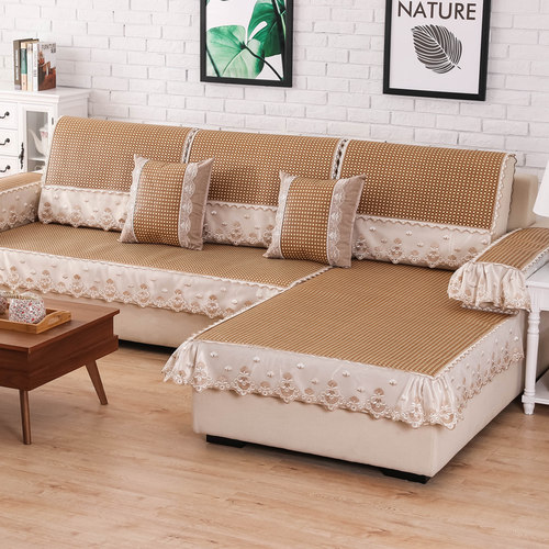 夏季夏天款藤席沙发垫巾罩盖凉席欧式冰丝坐垫皮防滑通用竹