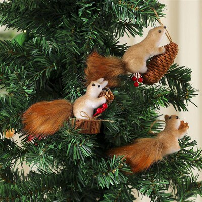 Foam Squirrel Ornament-Realistic Cartoon Decor for Christmas