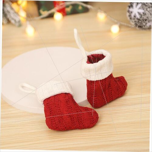 Cartoon striped knitted Christmas stocking cutlery cover
