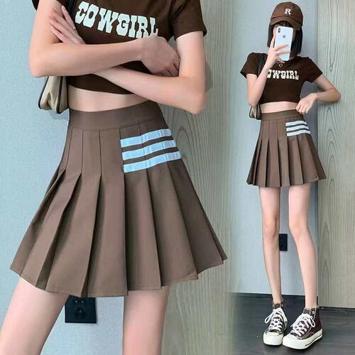 Suit Pleated Skirt Womens Summer New College Style Striped
