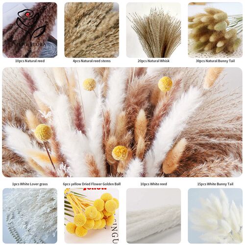 96pcs Pampas Dried Flowers Bunny Tails Grass Bouquet Wedding