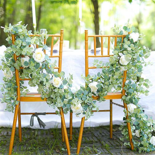 2M Artificial Eucalyptus Garland Silk Rose Camellias Flowers