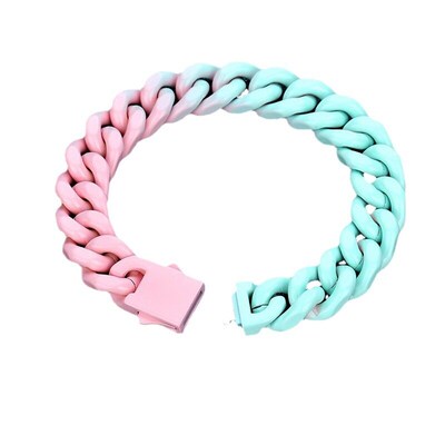 Stainless Steel Gradient Cuban Brlet Mens Unfading Titanium