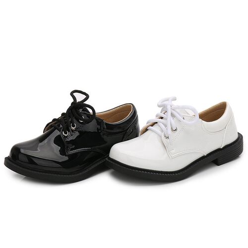 Boys Leather Shoes Black Patent British Style 2025 Schoolboy