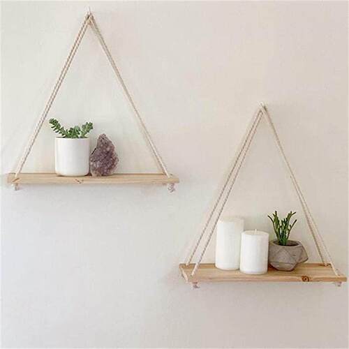 Premium Wood Swing Hanging Rope Wall Mounted Floating Shelve