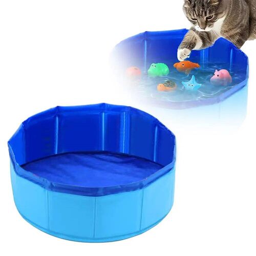 Foldable Dog Bath Swimming Pool Cat Pool Toy With Fish-Water