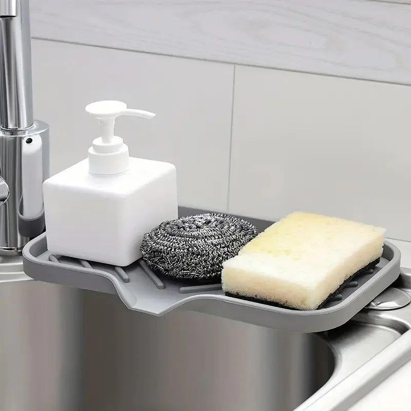 Sink Silicone Tray With drain Soap Sponge Storage Holder Cou图片