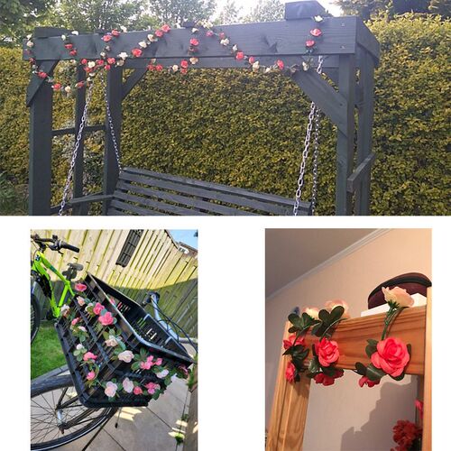 250CM Pink Rose Artificial Silk Flowers Garland Autumn Weddi