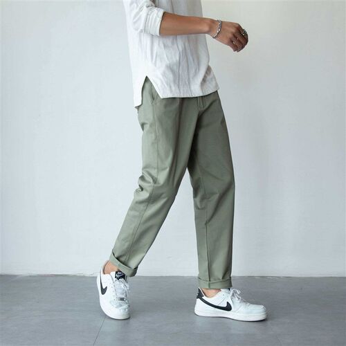 Solid Color Simple Mens Casual Pants All-match Slim-fit Bus