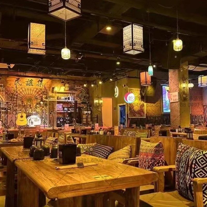 民谣集桌椅实木卡座沙发椅子老榆木酒吧桌子漫咖啡长方形靠背椅,商业/办公家具,商用餐椅,淘宝优惠券,粉丝福利购,淘宝优惠卷