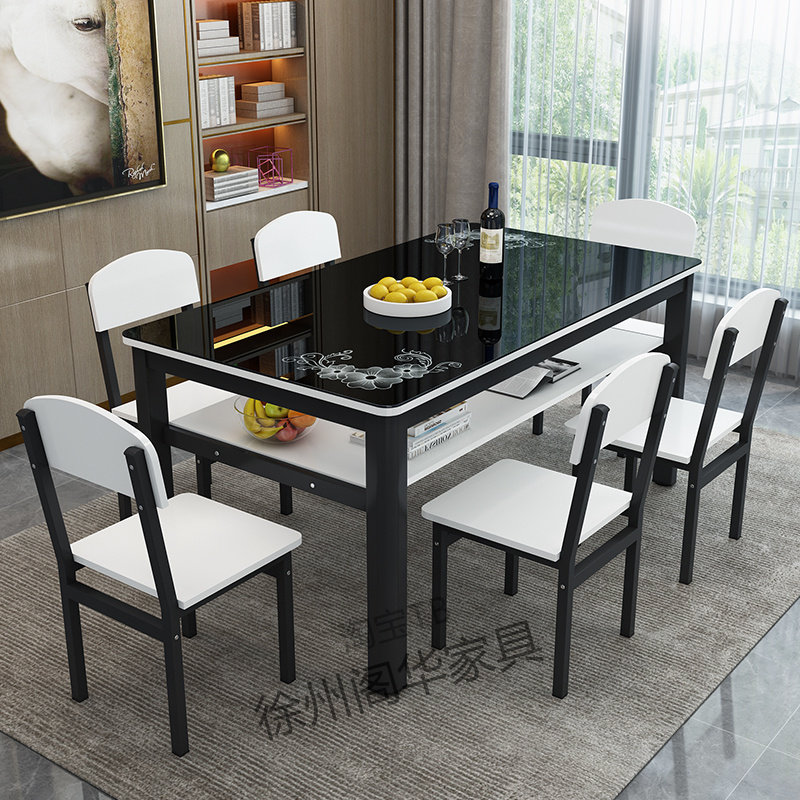 层长方形桌子小户型钢化玻璃餐桌椅人人家用吃饭桌小桌子,住宅家具,玻璃餐桌,淘宝优惠券,粉丝福利购,淘宝优惠卷